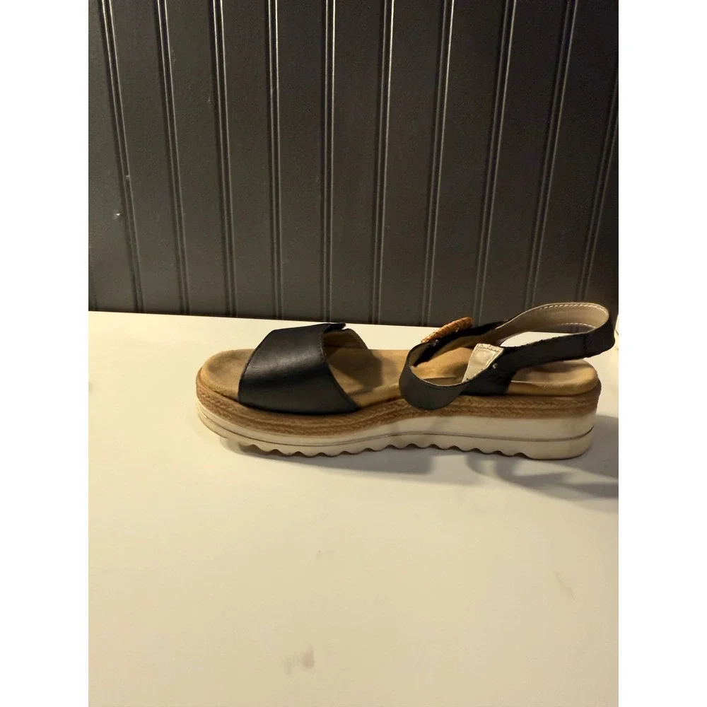 Remonte leather shoes sandles black leather with white platform sides